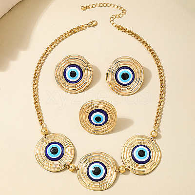 Alloy Enamel Earrings & Necklaces & Rings Sets for Women FS-WG87187-01-1