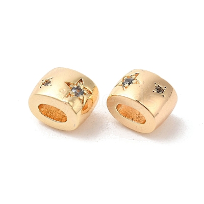 Brass Micro Pave Cubic Zirconia Beads KK-Q773-02G-03-1