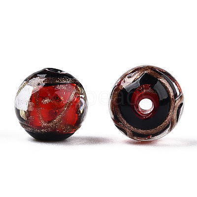 Handmade Gold Sand Lampwork Beads LAMP-T019-10mm-03-1
