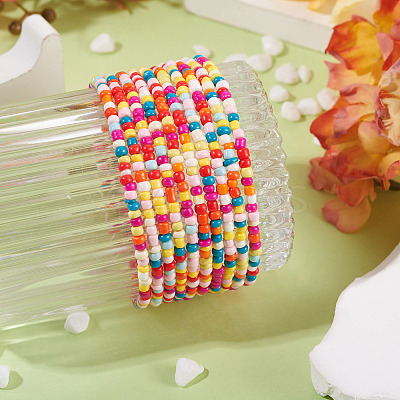 Resin Beads Bracelets BJEW-TAC0080-01F-1