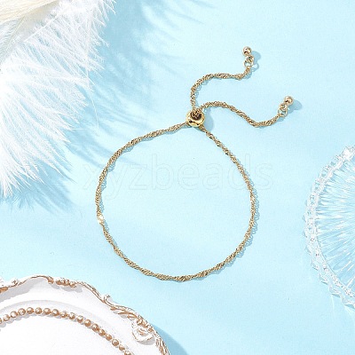 2Pcs 2 Colors Adjustable 304 Stainless Steel Slider Bracelets BJEW-JB12328-1