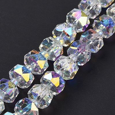 Electroplate Transparent Glass Beads Strands X-EGLA-H101-03A-1