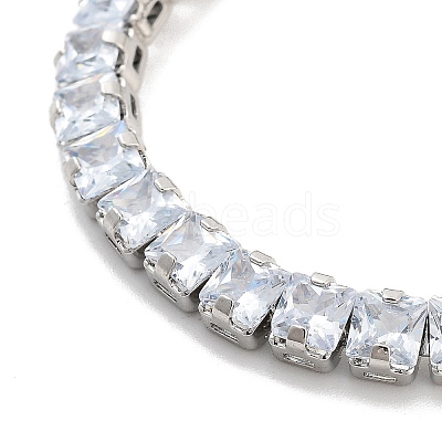 Brass Pave Clear Cubic Zirconia Square Link Bracelets BJEW-YWC0002-09P-1