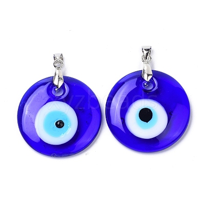 Handmade Evil Eye Lampwork Pendants LAMP-C001-02C-1
