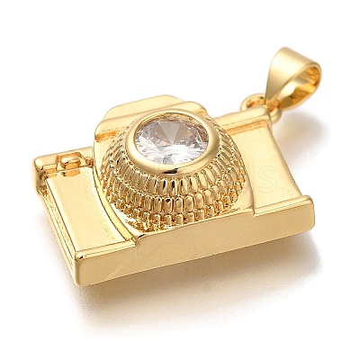 Rack Plating Brass Micro Pave Cubic Zirconia Pendants KK-I720-21G-1