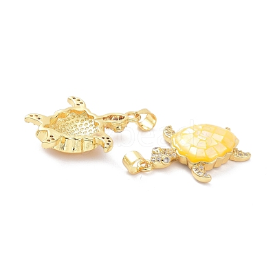 Real 18K Gold Plated Brass Micro Pave Clear Cubic Zirconia Pendants KK-D004-05G-M01-1