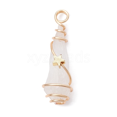Electroplated Natural Quartz Crystal Dyed Copper Wire Wrapped Pendants PALLOY-JF02326-01-1