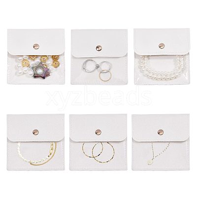6Pcs PU Leather with PVC Pouches with Snap Button ABAG-WH0072-036B-1