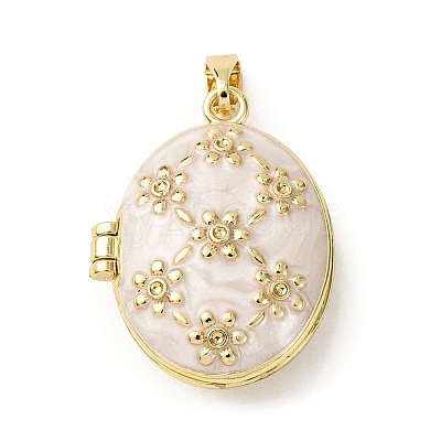 Brass Enamel Locket Pendants KK-F912-05A-G-1