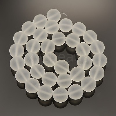 Frosted Transparent Round Glass Beads Strands FGLA-P002-6mm-03-1