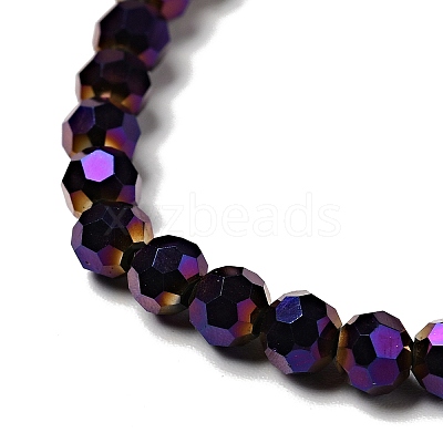 Faceted(32 Facets) Electroplate Glass Bead Strands X-EGLA-R042-4mm-02-1