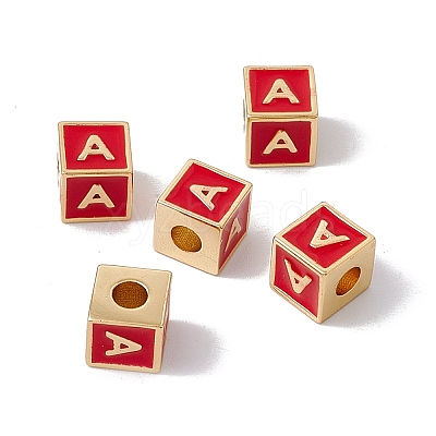 Rack Plating Brass Enamel Beads KK-B060-04G-03A-1