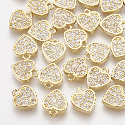 Brass Cubic Zirconia Charms X-KK-T035-31-1