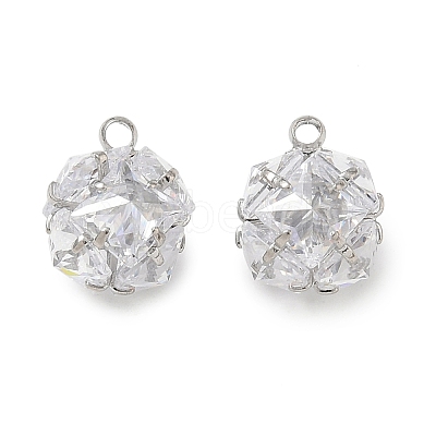 Brass Pave Clear Cubic Zirconia Charms CU-CBAD360-08P-04-1