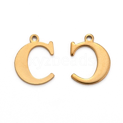 Ion Plating(IP) 304 Stainless Steel Alphabet Charms STAS-H122-C-G-1