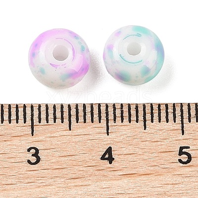 Opaque Spray Painted Glass Beads GLAA-G118-01G-1