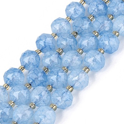 Ombre Effect Dyed Transparent Crackle Glass Beads Strands GLAA-Q111-10MM-02-1