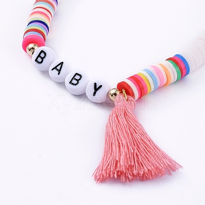 Handmade Polymer Clay Heishi Beads Stretch Bracelets BJEW-JB05086-01-1