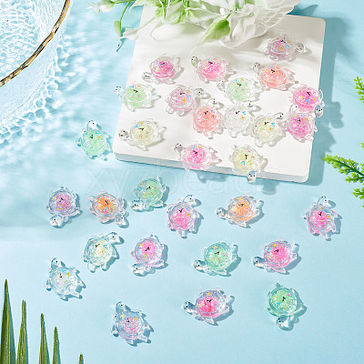 30Pcs Transparent Acrylic and Glitter Powder Pendants TACR-TA0001-91-1