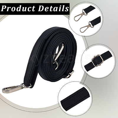 1Pc Black PU Imitation Leather Adjustable Bag Straps AJEW-CL0002-19P-1