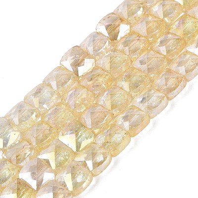 Electroplate Transparent Crackle Glass Beads Strands EGLA-Q135-02A-B01-1