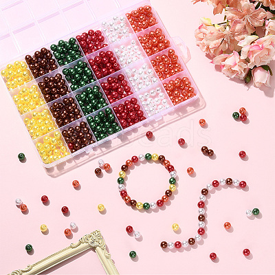 6 Colors Imitation Pearl Acrylic Beads OACR-SP0001-76B-1