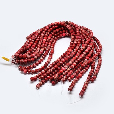 Natural Imperial Jasper Beads Strands G-I122-6mm-04-1