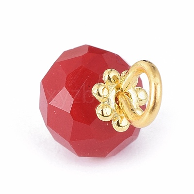 Electroplate Imitation Jade Glass Charms PALLOY-JF00395-M-1