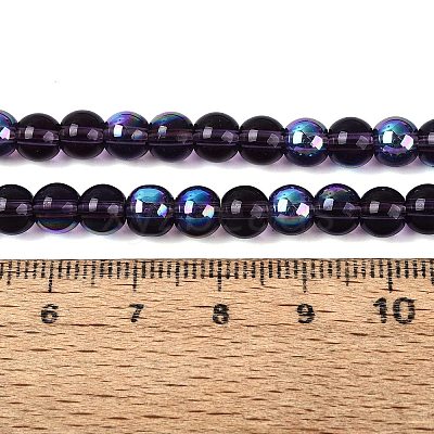 Transparent Electroplate Glass Beads Strands EGLA-Q132-6MM-01A-10-1