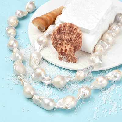 Natural Baroque Pearl Keshi Pearl Beads Strands PEAR-Q015-017-1