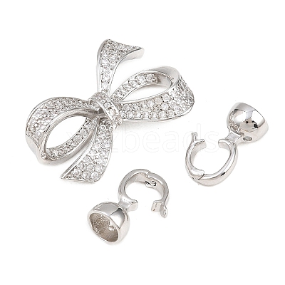 Brass Micro Pave Clear Cubic Zirconia Fold Over Clasps KK-U059-61P-1