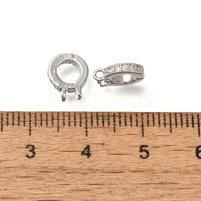 Rack Plating Brass Micro Pave Clear Cubic Zirconia Enhancer Shortener Bails KK-F883-12P-1