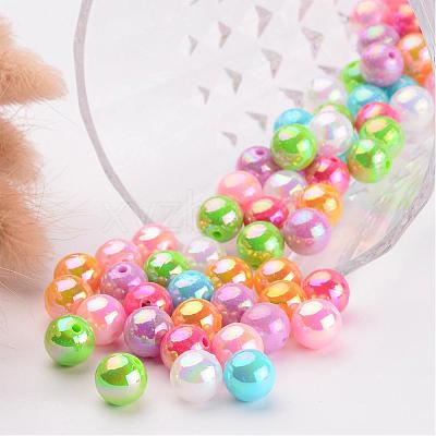 Colorful Round AB Color Acrylic Ball Beads for Kid Jewelry X-PL426-1