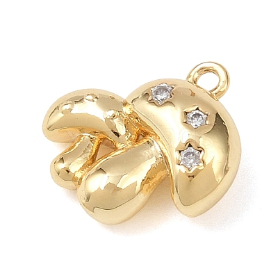 Brass Micro Pave Clear Cubic Zirconia Charms KK-G545-21G-1