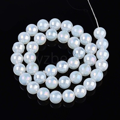 Electroplate Imitation Jade Glass Beads Strands GLAA-T032-J10mm-AB02-1