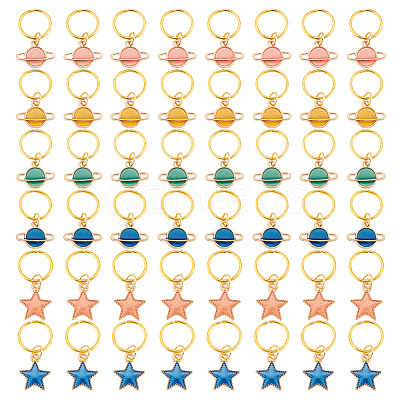 24Pcs Alloy Enamel & Iron Braiding Hair Pendants Decoration Clips PALLOY-AB00050-1