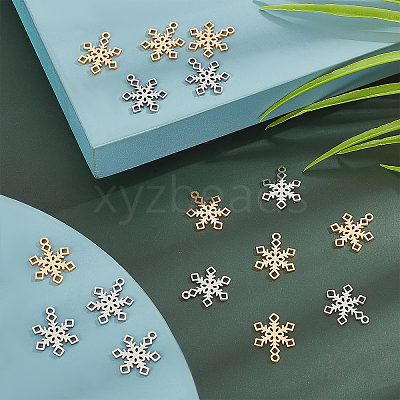 16Pcs 2 Colors 201 Stainless Steel Pendants STAS-DC0007-66-1