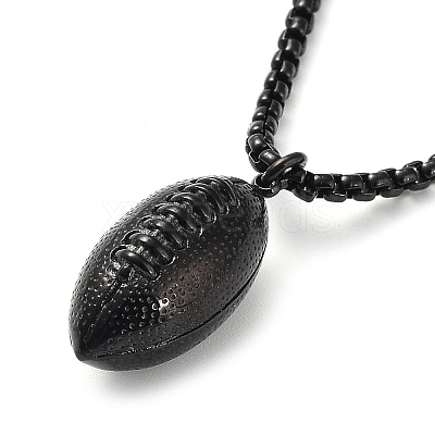 PVD Vacuum Plating 304 Stainless Steel Rugby Pendant Necklaces NJEW-Z023-02EB-1