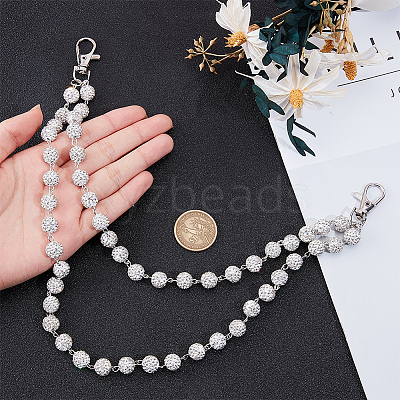 1Pc Polymer Clay Rhinestone Round Beads Trousers Chain AJEW-CY0002-45-1