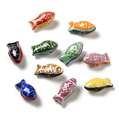 Handmade Printed Porcelain Beads PORC-E015-17-1