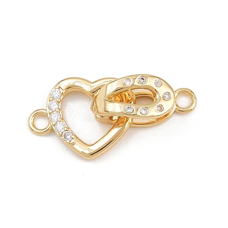 Brass Micro Pave Clear Cubic Zirconia Interlocking Clasps KK-C075-37G-1