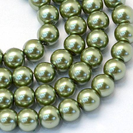 Baking Painted Pearlized Glass Pearl Round Bead Strands HY-Q003-6mm-49-1