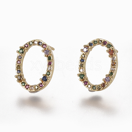 Brass Micro Pave Cubic Zirconia Studs Earrings EJEW-K078-19-1