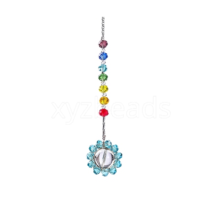 Glass Colorful Beads & Flower Hanging Ornaments PW-WGA8DE5-01-1