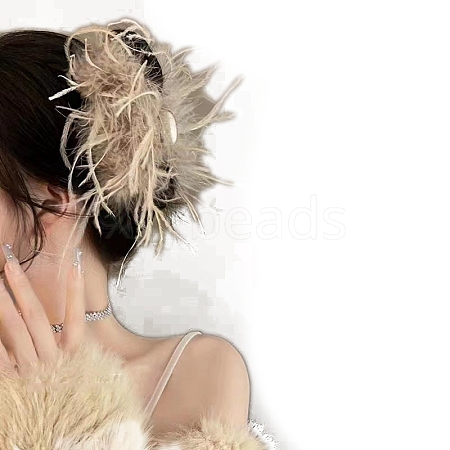 Ostrich Feather Claw Hair Clips PW-WGABD87-02-1