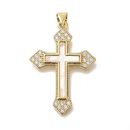 Brass Micro Pave Cubic Zirconia Pendants KK-R002-06G-1