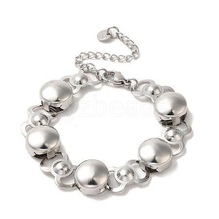 304 Stainless Steel Flat Round Link Chain Bracelet BJEW-Q776-02A-01-1