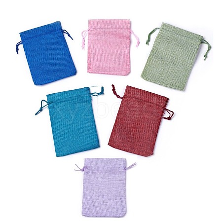 6 Colors Burlap Packing Pouches Drawstring Bags ABAG-X0001-01-1