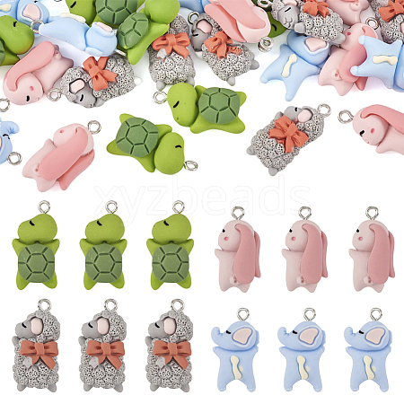  24Pcs 4 Styles Opaque Resin Pendants RESI-TA0002-07-1