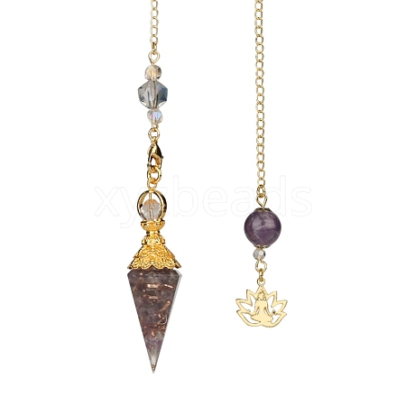 Natural Amethyst Dowsing Pendulum Big Pendants PW-WGD496D-02-1